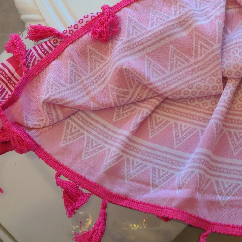 CEZELE  Pink Geometric Bohemian Summer Midi Dress Small - Picture 9 of 17